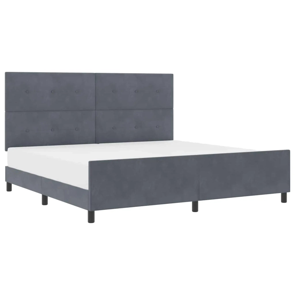 Letto a molle con testiera Grigio scuro 200 x 200 cm Velluto 3344964