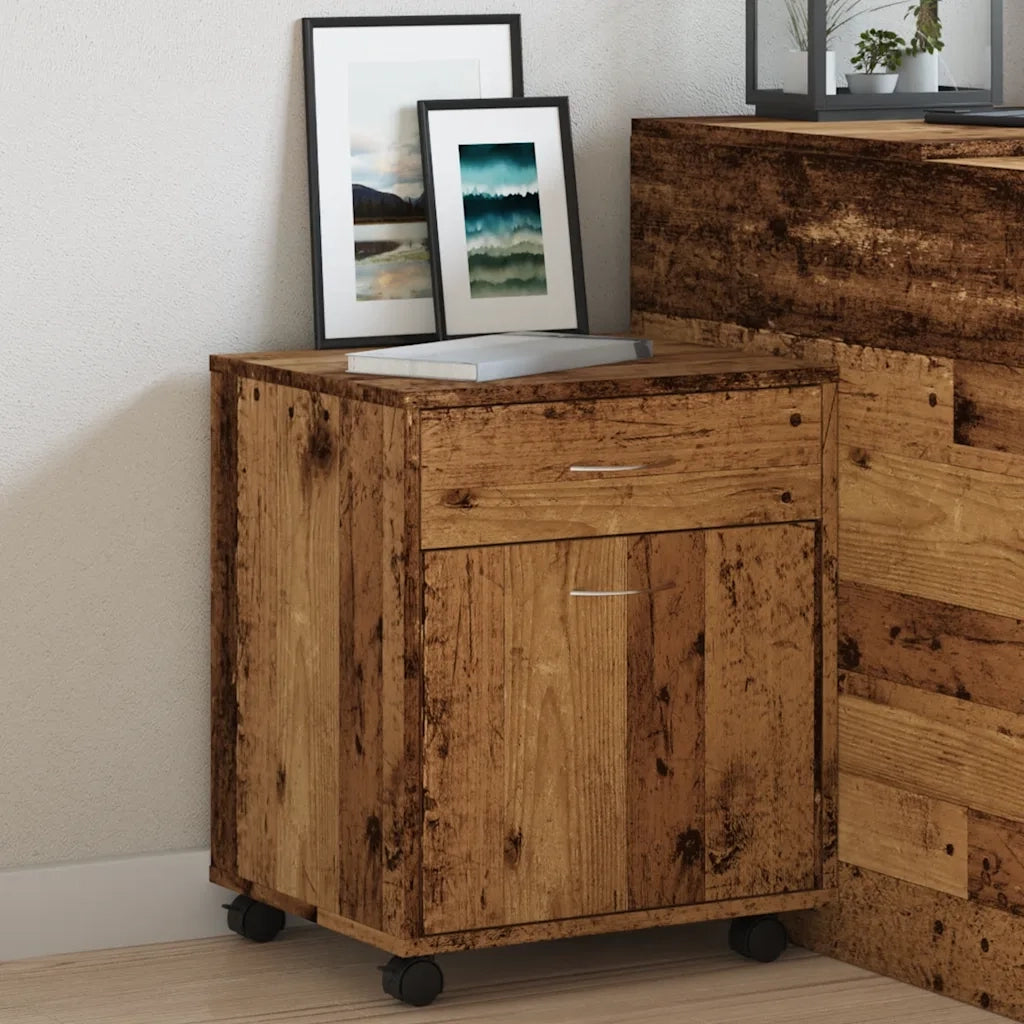Armadietto con Ruote Legno Antico 45x38x54 cm Legno Multistrato 856654