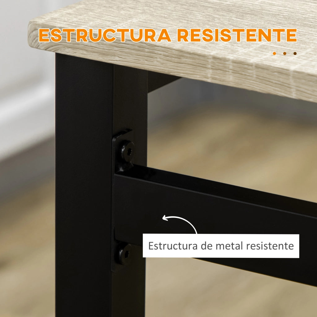 Set Tavolo da Pranzo con 4 Sedie ¨C Xylo ¨C Metallo Nero e Legno Rovere, Moderno per 4 Persone
