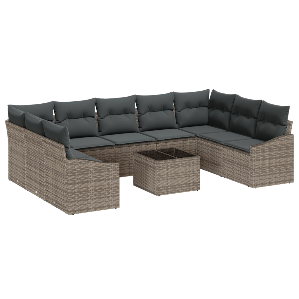 Set Divano da Giardino da 9 Pezzi con Cuscini Rattan Polietilene Nero