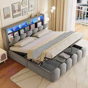 Letto 180x200cm?- Xylo - velluto petali USB grigio