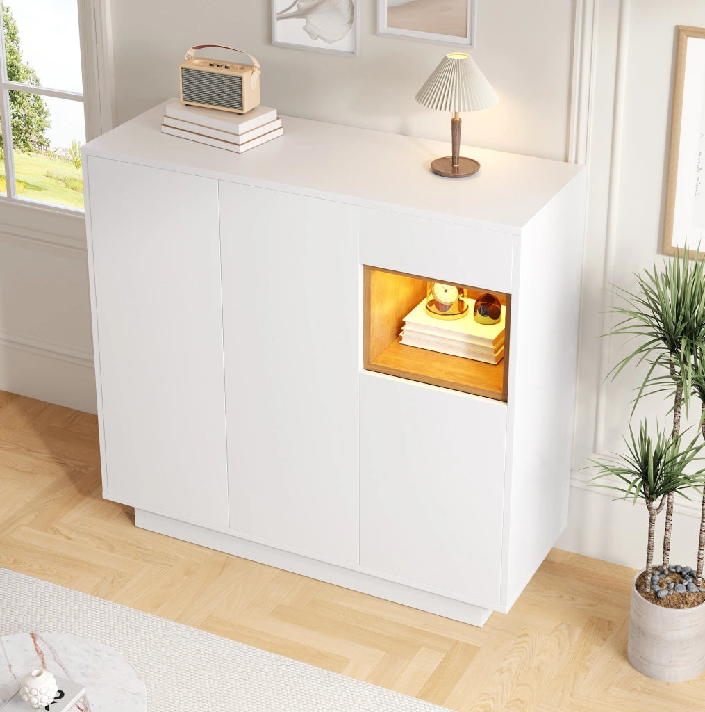 Scarpiera con LED 16 colori, ripiani regolabili e cassetto