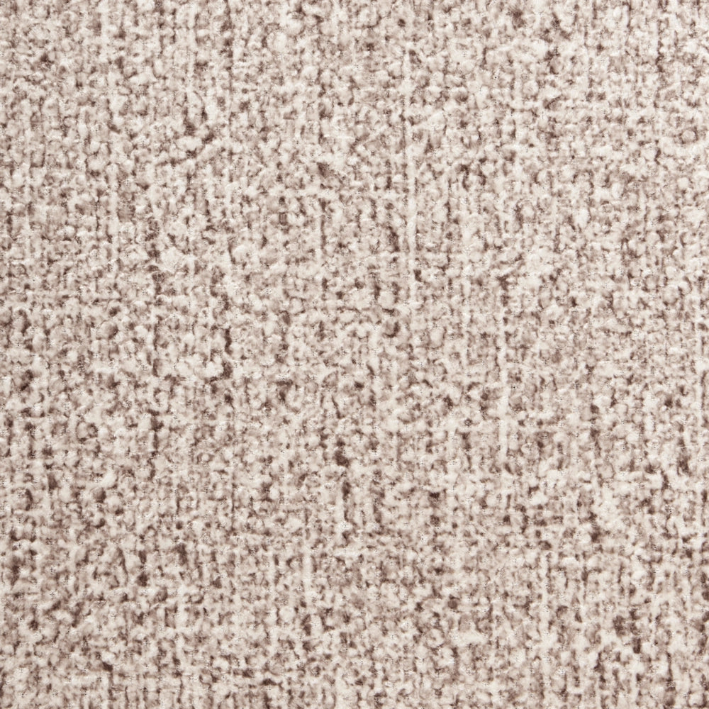 Set di 2 sedie da pranzo marrone scuro e tortora con struttura in legno di gomma e seduta bouclé, design retrò senza braccioli