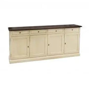 Credenza madia buffet in legno Shabby chic avorio anticato e piano noce mod Martini 4 porte