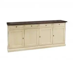 Credenza madia buffet in legno Shabby chic avorio anticato e piano noce mod Martini 4 porte
