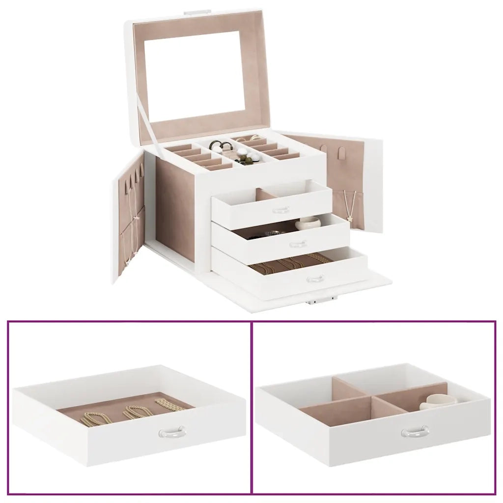 Portagioie a 4 Strati con Specchio Bloccabile-Portagioie Specchiato 22,5x17,5x16,5 cm 246036