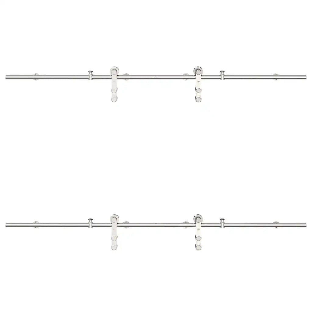 Kit Binari Porta Scorrevole 183 cm Acciaio Inossidabile Argento 3295761