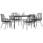 Set Mobili da Pranzo per Giardino 5 pz Nero Polyrattan Vetro 3334537