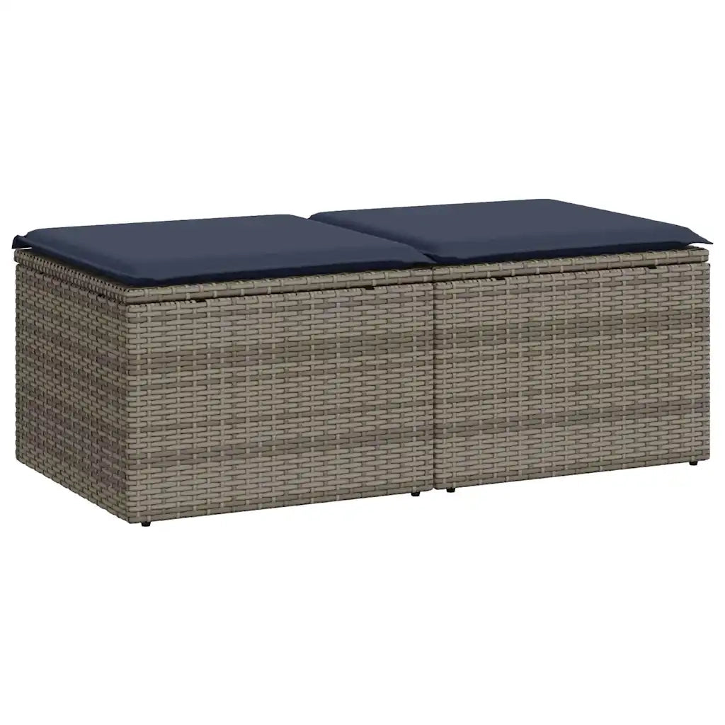 Set Divano Giardino 2 pz | Set Salotto da Giardino con Cuscini Grigio Polyrattan Acacia