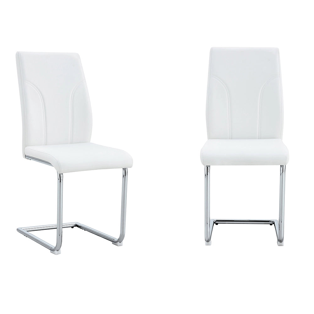 Set 2 sedie da pranzo - Xylo - PU bianco gambe argento
