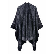 Sciarpa/stola da donna autunno/inverno, versatile, due in uno: calda mantella in cashmere double-face per viaggi e campeggio.