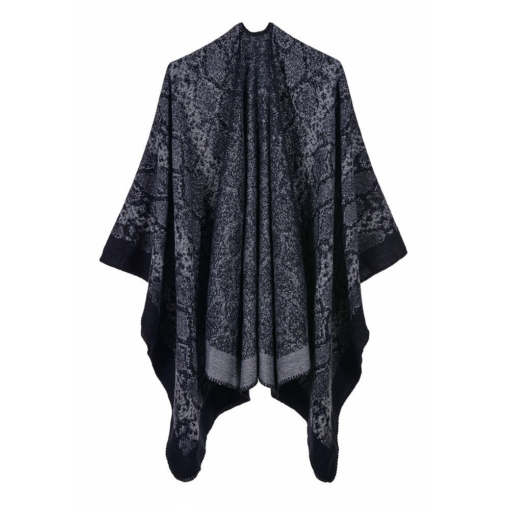 Sciarpa/stola da donna autunno/inverno, versatile, due in uno: calda mantella in cashmere double-face per viaggi e campeggio.