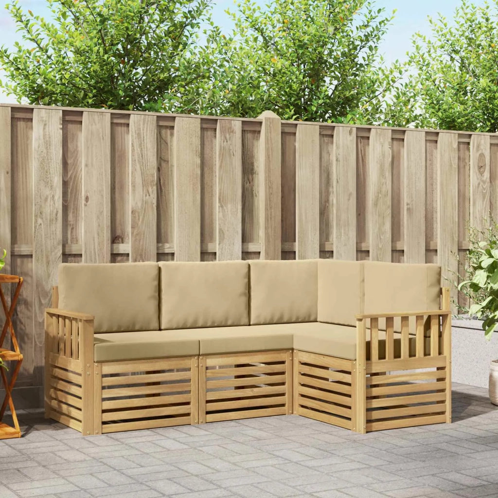Set di divani da esterno 4 pcs Bianco e Beige