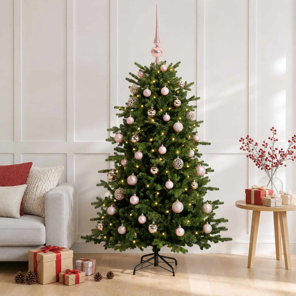 Albero di Natale artificiale con palline 120 cm 150 LED 3465789