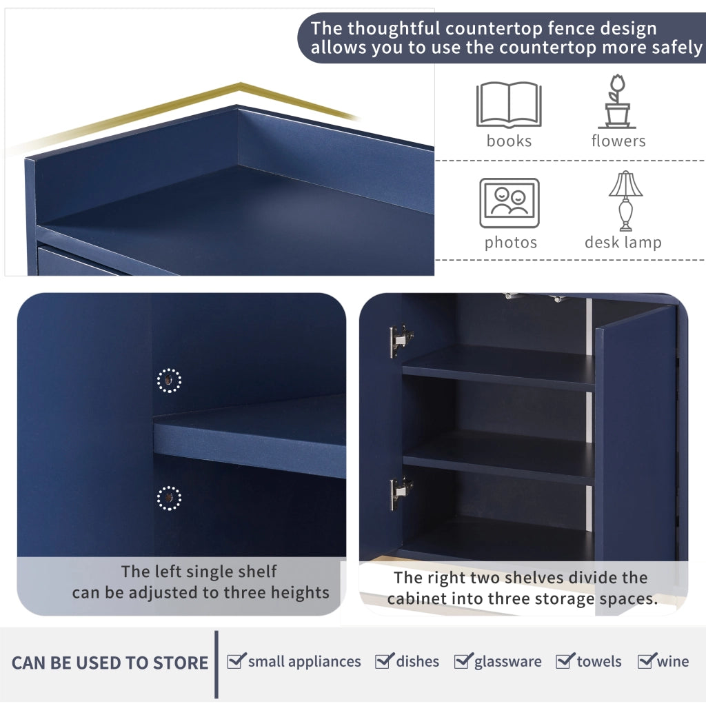 Credenza Moderna 4 Ante Senza Maniglie ¨C Xylo ¨C Blu Marino