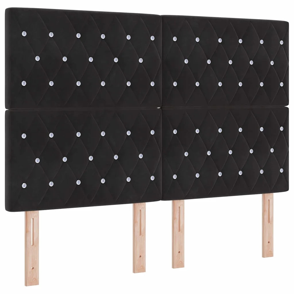 Letto a molle con testiera Nero 140 x 190 cm Velluto 3344875