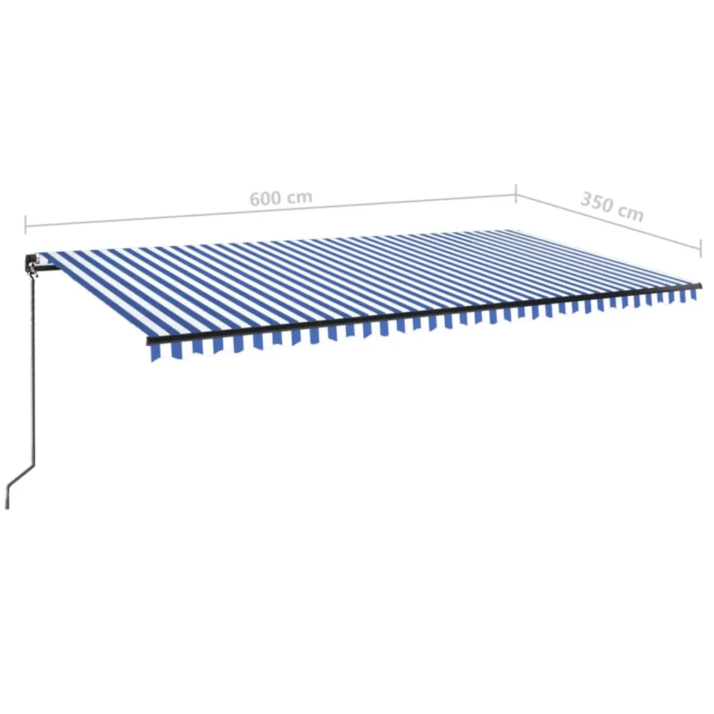 Tenda da Sole Retrattile Manuale 600x350 cm Blu e Bianca cod mxl 43708