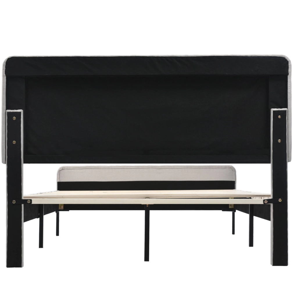 Letto imbottito 140x200 cm con testiera regolabile e rete a doghe