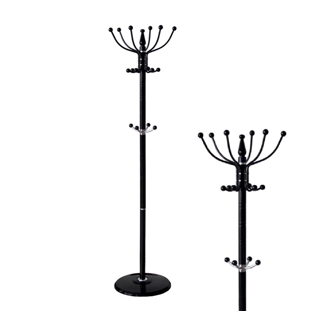 Appendi Abiti Autoportante base rotonda Con 16 Ganci Metallo 36x175 cm (Nero)