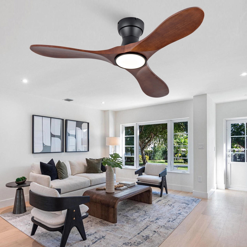 Ventilatore da soffitto 42 pollici con illuminazione e telecomando, 3 pale legno massello sagomate, 3CCT dimmerabile, 6 velocit¨¤ silenzioso