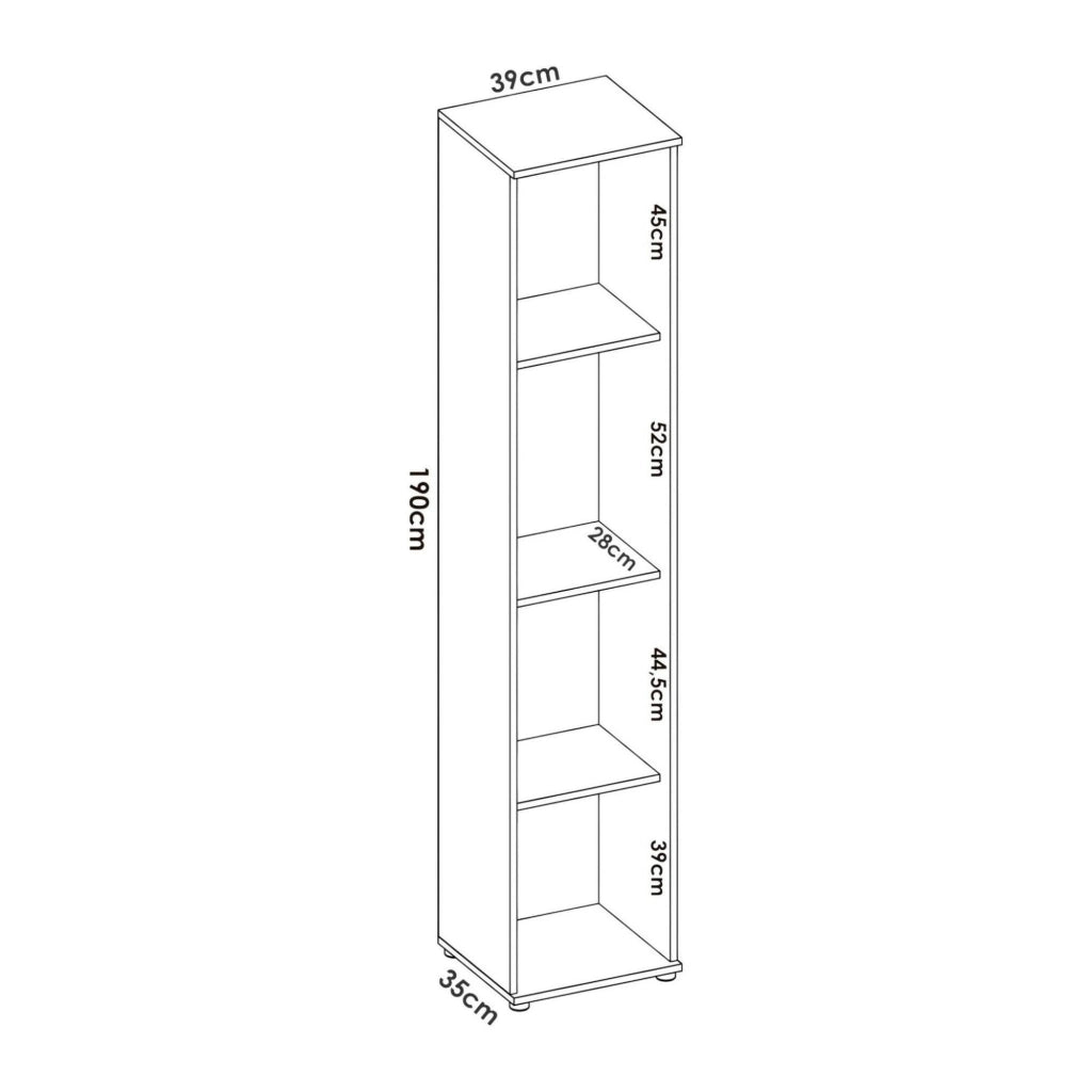 Armadio multiuso Arrow, Mobile multifunzione portascope, Armadio alto multiuso a 1 anta, 39x35h190 cm, Bianco