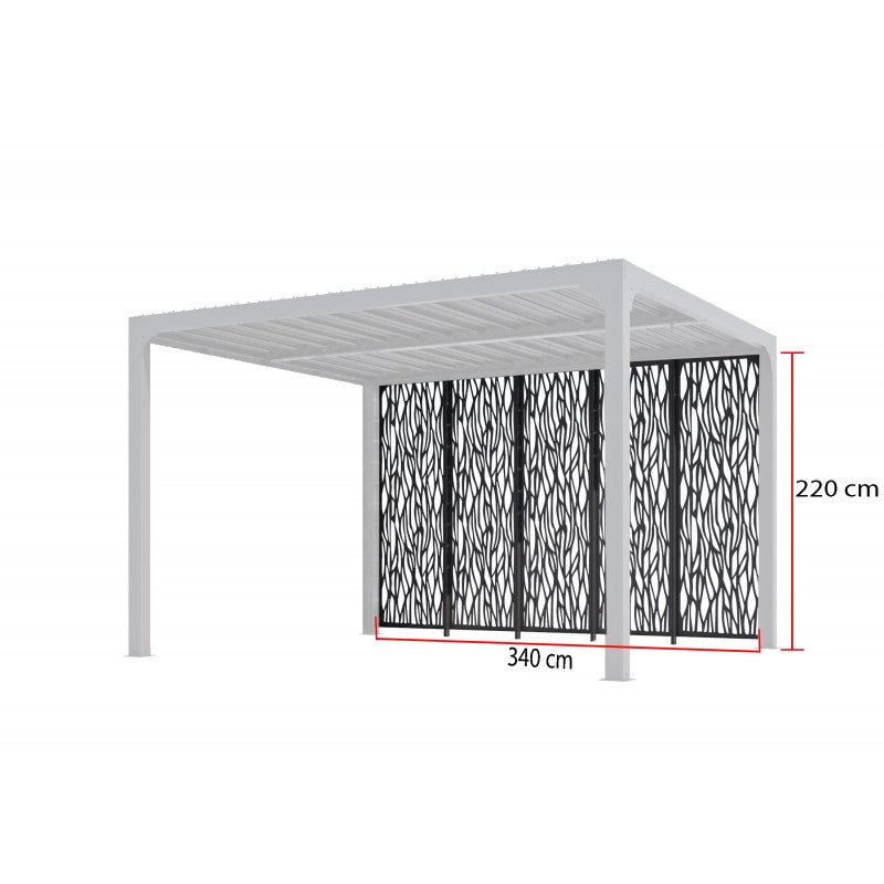 Pannello decorativo in acciaio per pergola bioclimatica 360 cm – effetto moucharabieh antivento – PERBIM36 Foresta