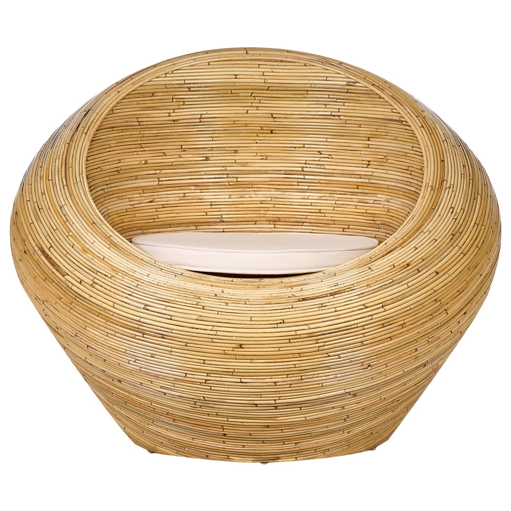 Set di 2 poltrone da giardino in rattan naturale con cuscini di seduta Beige Stile Boho per interni e per esterni