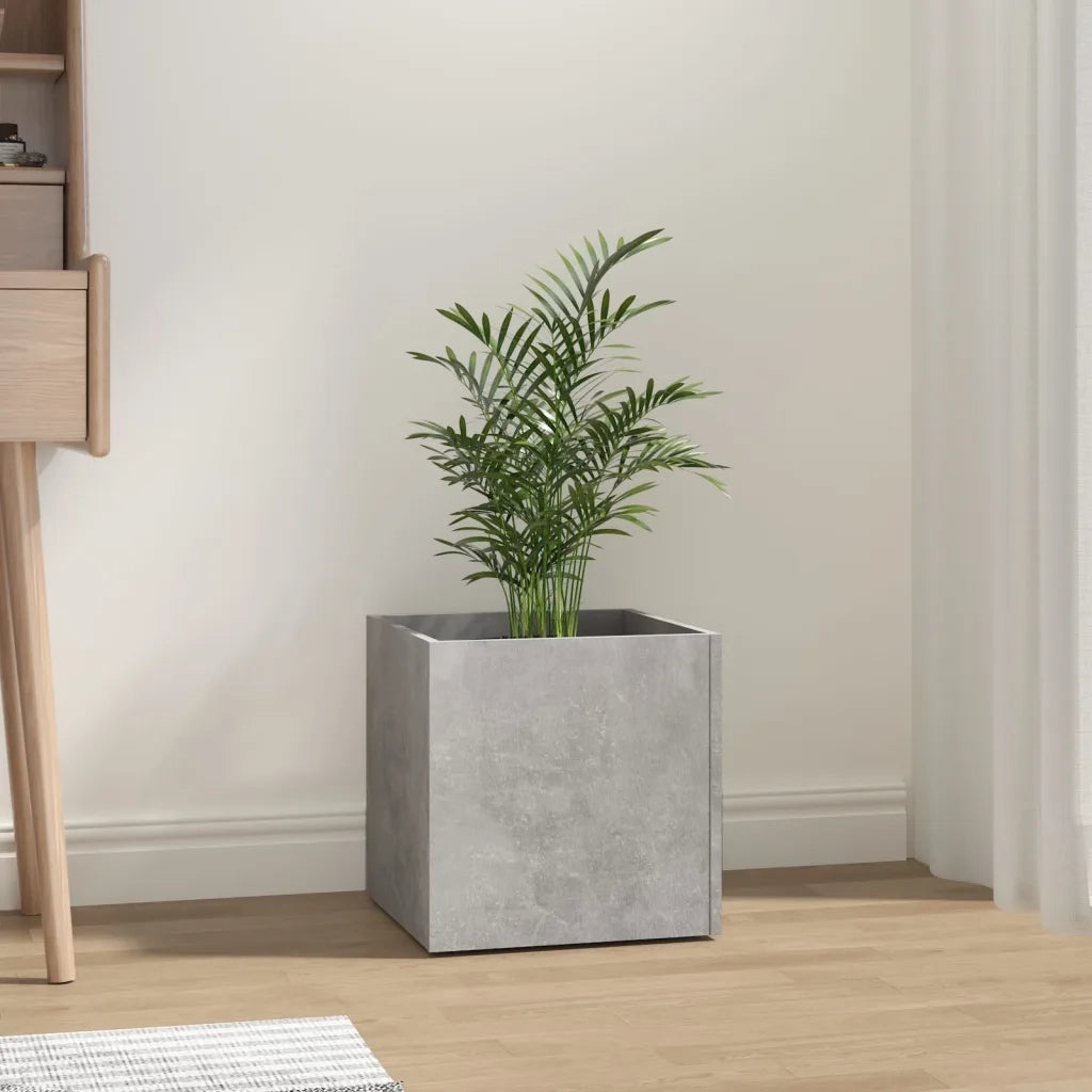 Fioriera | Cassetta per fiori | Vaso Grigio Cemento 40x40x40 cm in Legno Multistrato