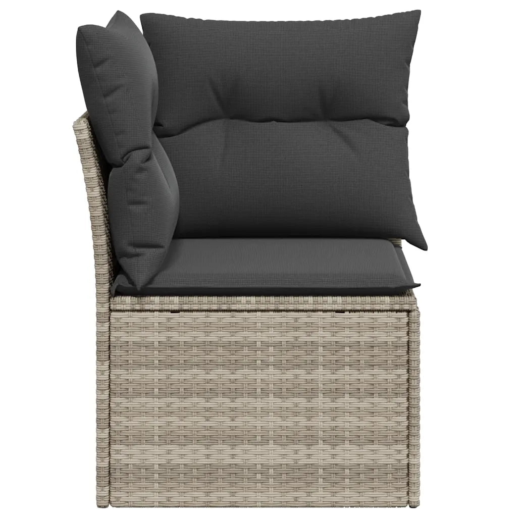 Divano Angolare Giardino con Cuscini Grigio Chiaro Polyrattan 366175