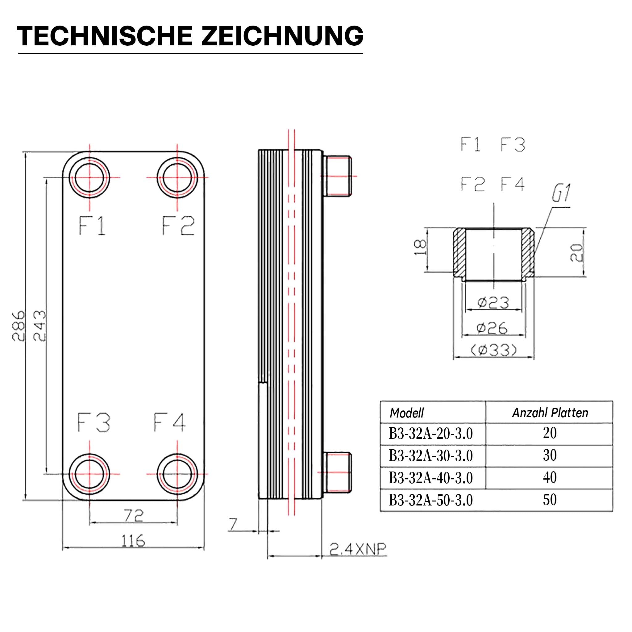 Scambiatore a piastre saldobrasate in acciaio inox, 40 piastre Max 230 kW