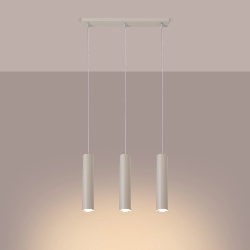 Lampada a tubo in acciaio LAGOS a 3 lampadine beige GU10 LED montaggio a parete IP20