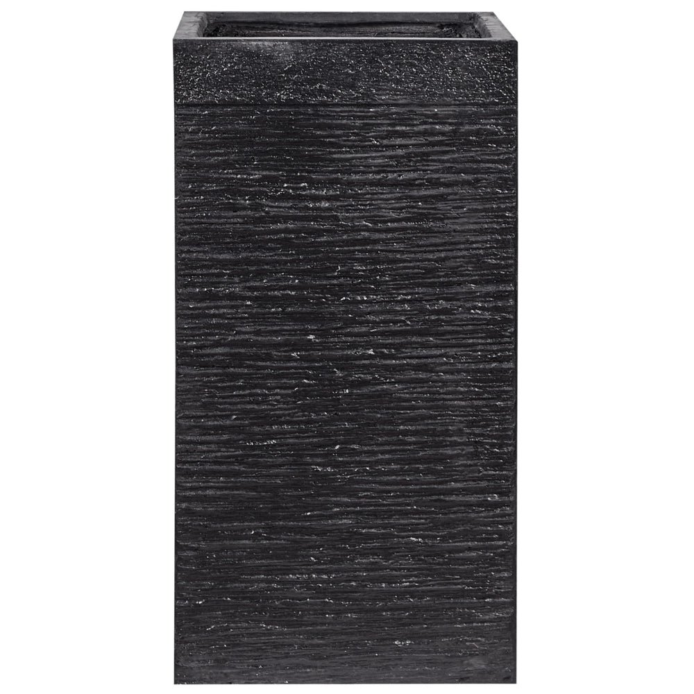 Vaso per fiori Fioriera alta in argilla in fibra nera quadrata 40 x 40 x 77 cm Accessori da giardino per interni ed esterni