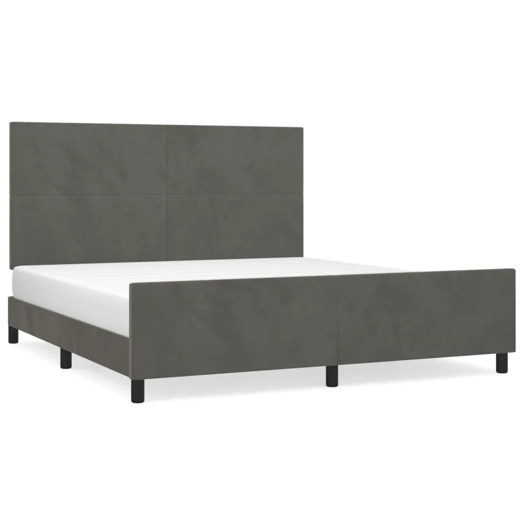 Giroletto con Testiera Grigio Scuro 180x200 cm in Velluto 3125648