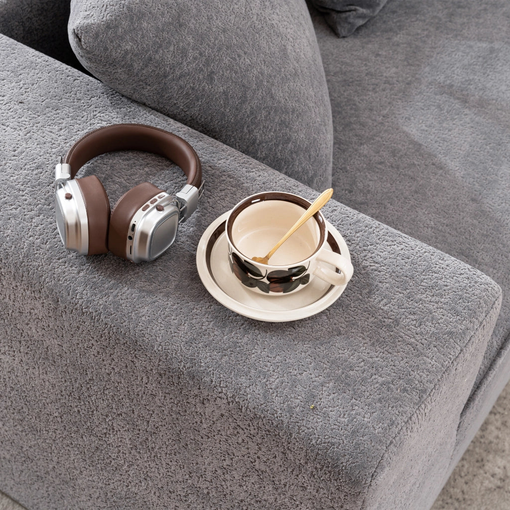 DIVANO MODULARE LETTO in Chenille Grigio senza montaggio