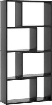 Libreria con 8 scomparti, scaffale divisorio 60 x 20 x 120 cm, scaffale in legno con 2 dispositivi di protezione antiribaltamento, scaffale a cubi per soggiorno e cameretta per bambini (Nero)