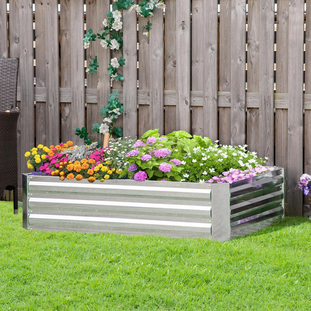Letto da giardino rialzato in acciaio ¨C zephmum ¨C 120x90x30 cm argento