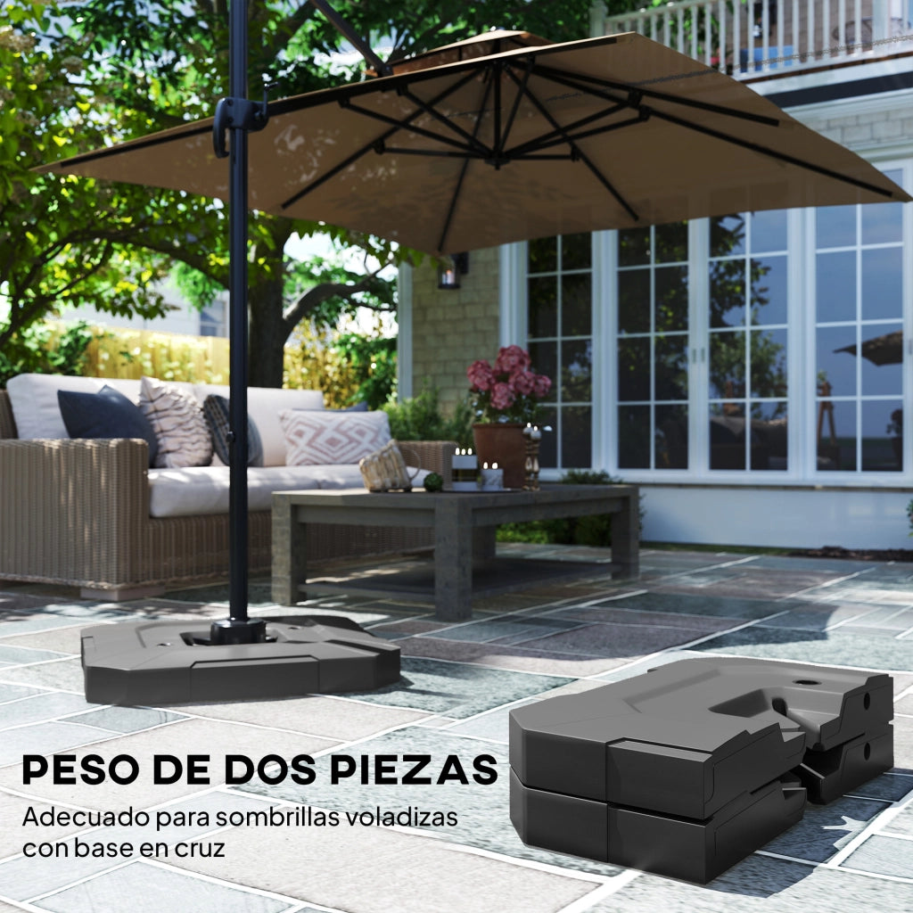 Base per Ombrellone 2 Pezzi Riempi con Acqua o Sabbia 80 kg ¨C zephmum ¨C Grigio