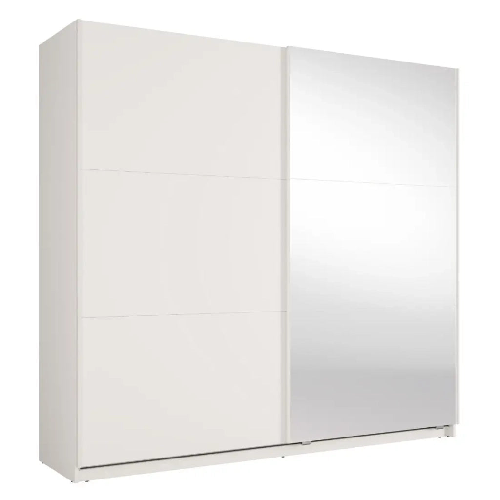 Armadio VENEZIA con cabina armadio aperta LED e specchi bianco opaco 221 cm