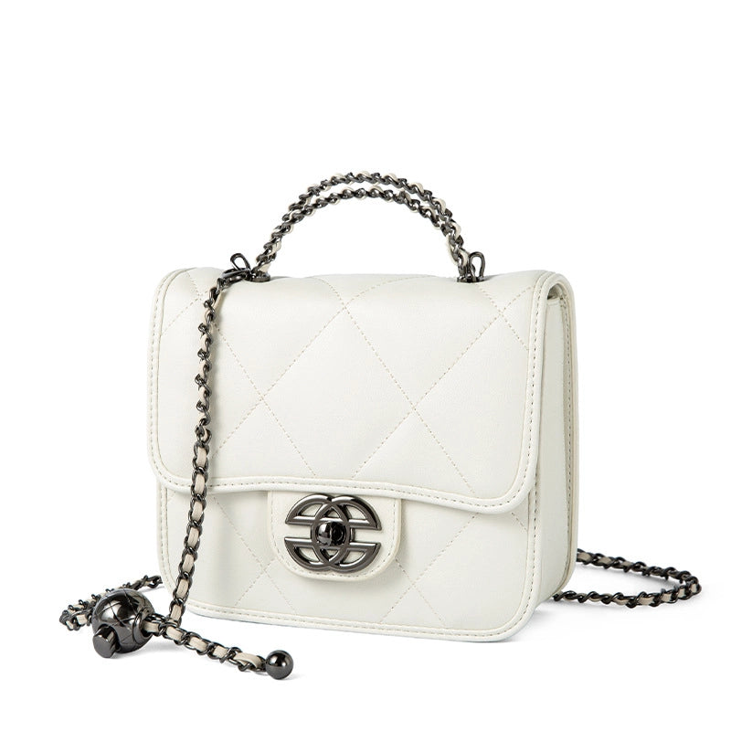 Borsa a tracolla da donna in vera pelle, graziosa, con tracolla lunga, colore bianco