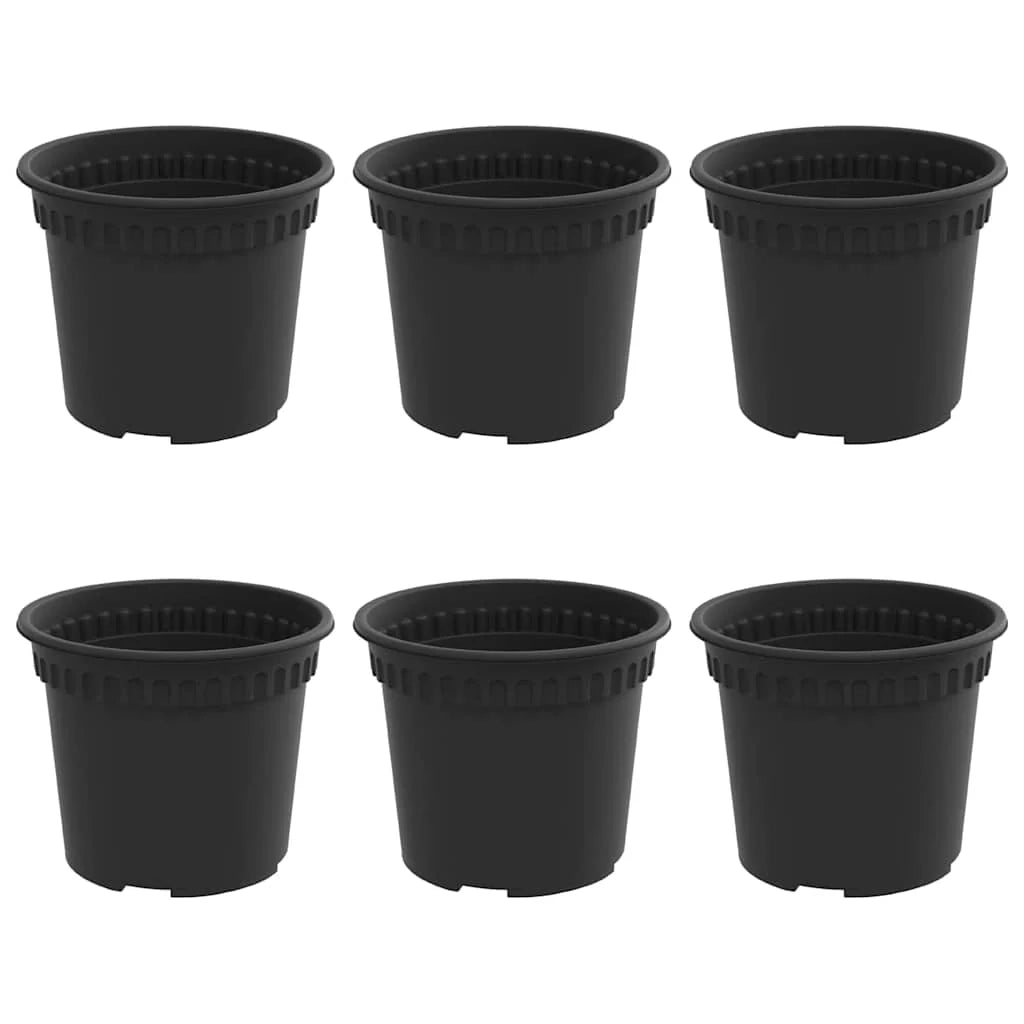 Set di 6 vasi da fiori rotondi moderni per balcone o giardino 12,5 x 12,5 x 10 cm plastica nera 02_0059311
