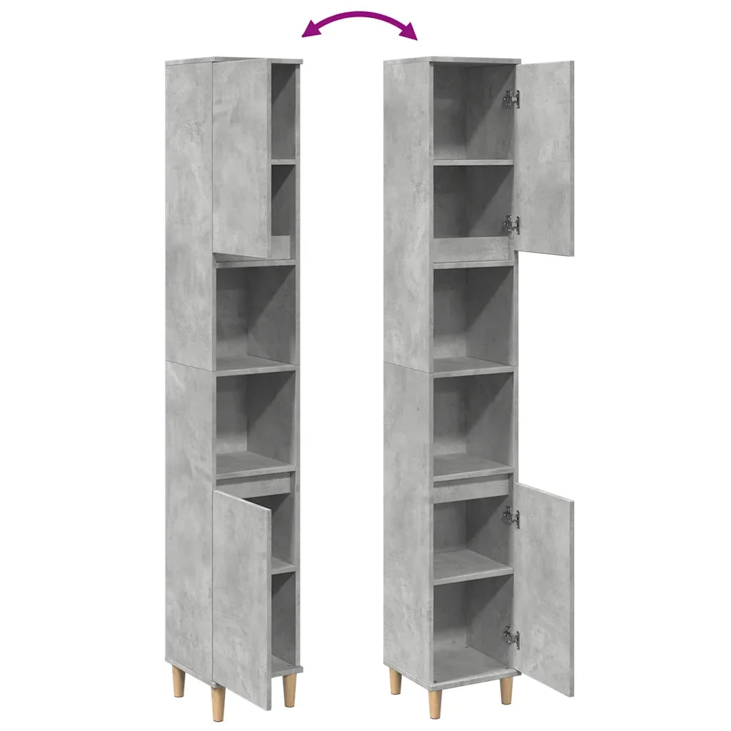 Mobile bagno moderno con vano contenitore 30 x 30 x 190 cm legno composito grigio cemento 02_0051029