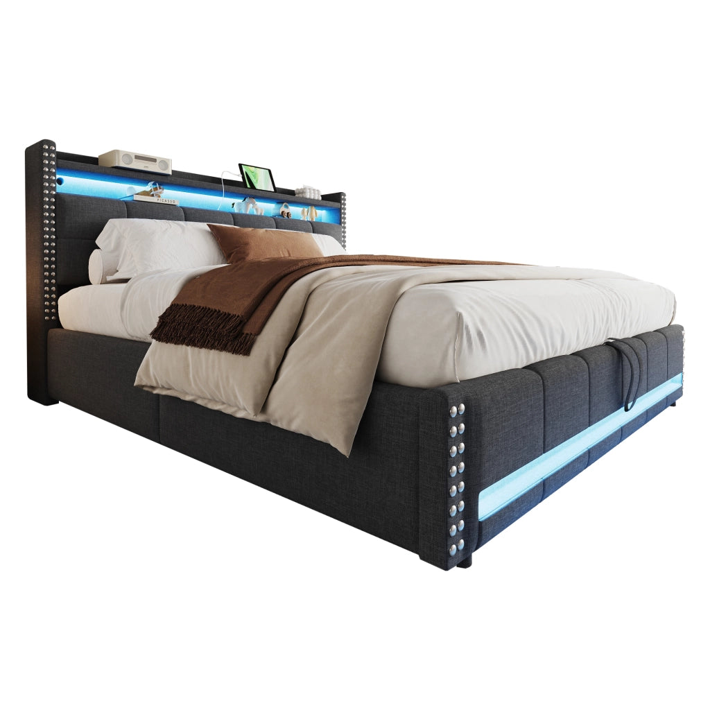 letto imbottito lino grigio 180 x 200 cm