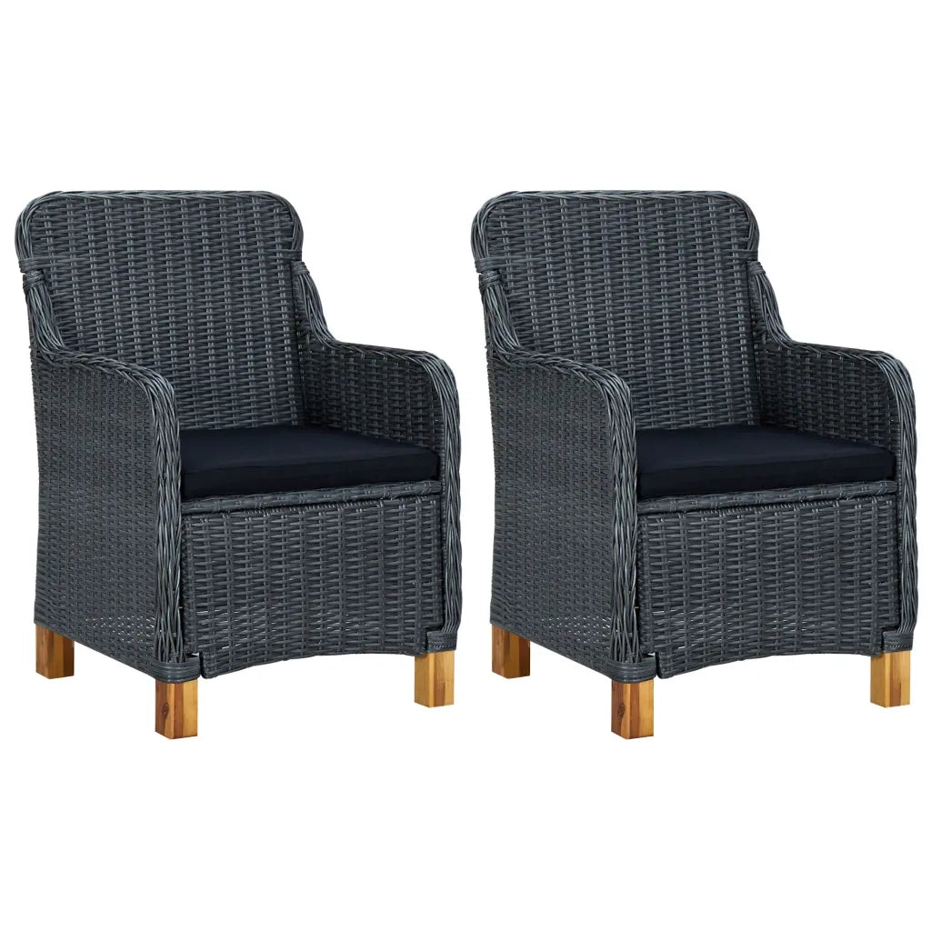 Set Divani da Giardino 3 pz con Cuscini Polyrattan Grigio Scuro 3060179