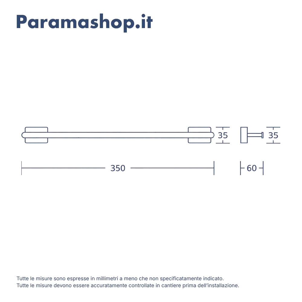 Porta asciugamano a muro 35cm nero opaco | Arch