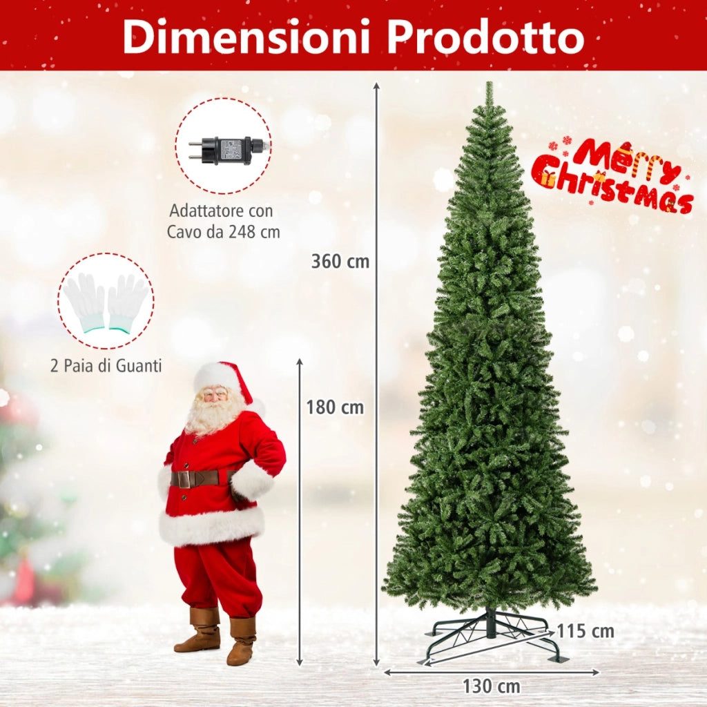 Decorazione natalizia per interni ed esterni con 2536 rami in PVC, Albero di Natale artificiale pre-illuminato-Alberi di Natale