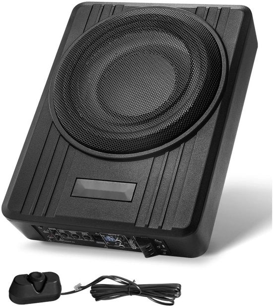 Sottopanno auto subwoofer attivo - 25 cm - Potenza 300 W - Ingresso livello alto/basso - Regolatore baso esterno - Design ultrapiano - Adatto per auto/SUV/truck