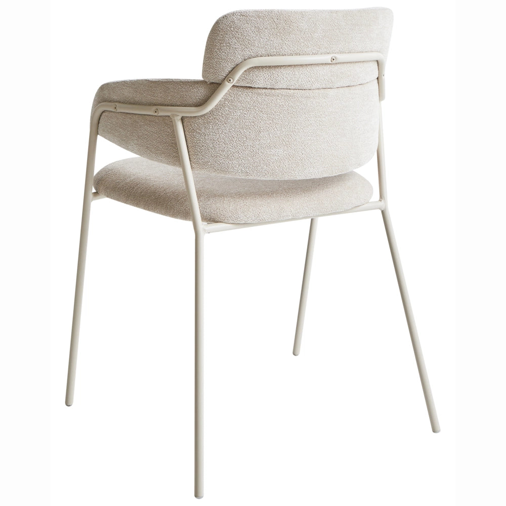 Set di 2 sedie da pranzo imbottite beige chiaro con braccioli Base in metallo Design moderno