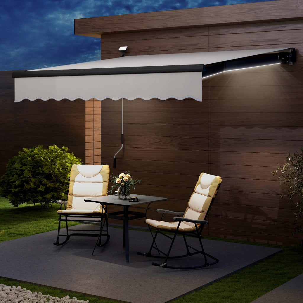 Toldo Retraibile Manuale con Luci LED Solari ¨C zephmum ¨C Crema 3x2,5 m