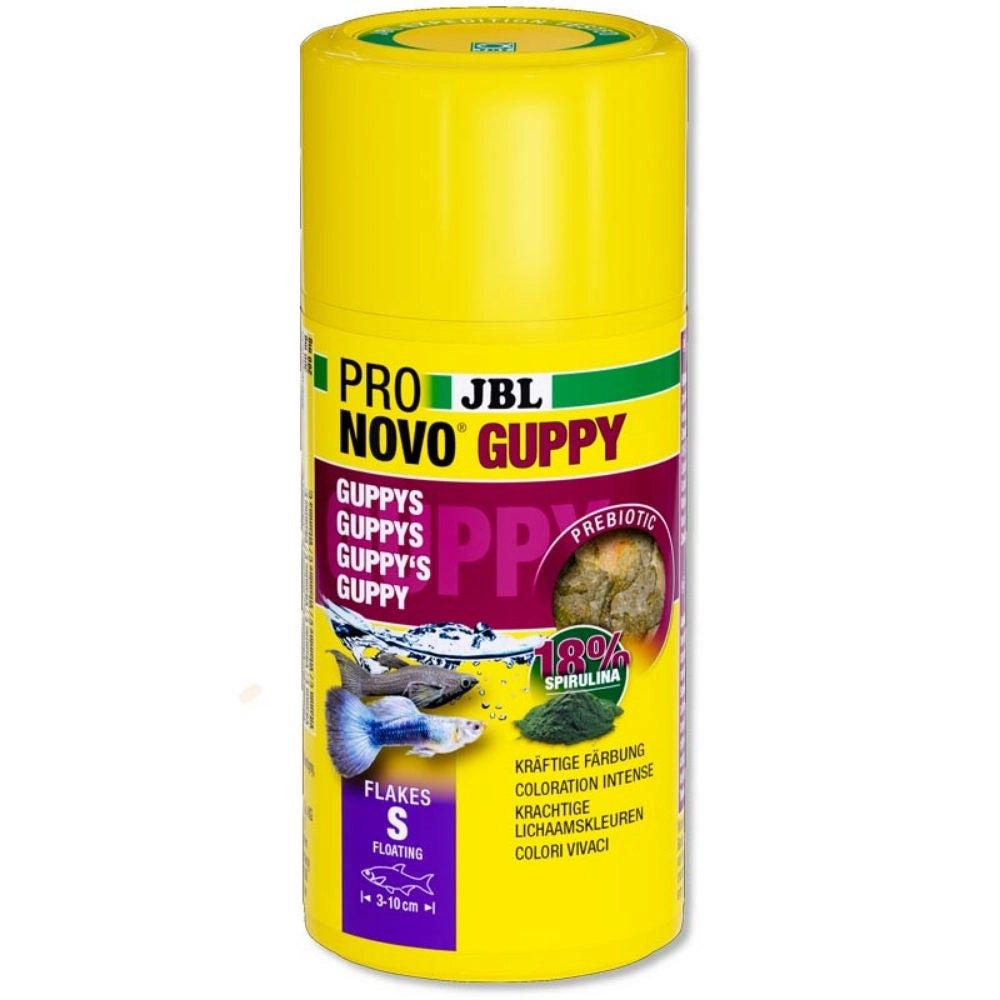 JBL ProNovo Guppy Flakes S - Mangime base in fiocchi per guppy e altri vivipari da 3 a 10cm Formato: 100 ml