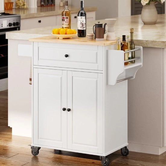 Carrello multifunzionale per cucina su ruote con appendiasciugamani e piastra per spezie - Ideale per cucina e sala da pranzo